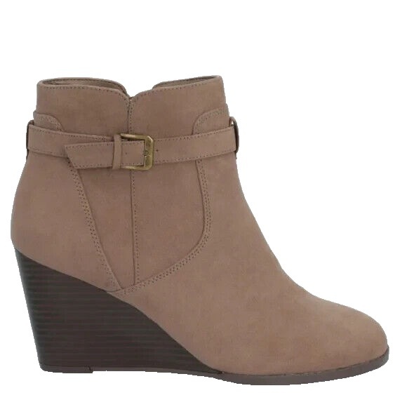 SALE! Market & Spruce Womens Taupe Serah Suede Heel Booties - NEW NO BOX - Picture 2 of 5